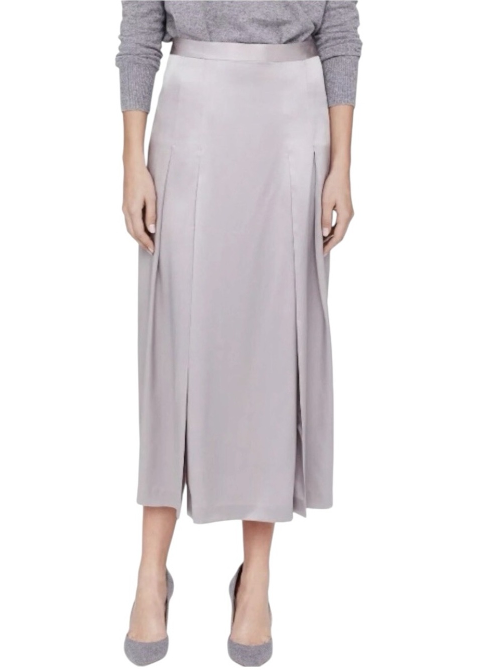 CLUB MONACO 100% Silk Gray Taupe OSUNI Maxi Skirt Size 00